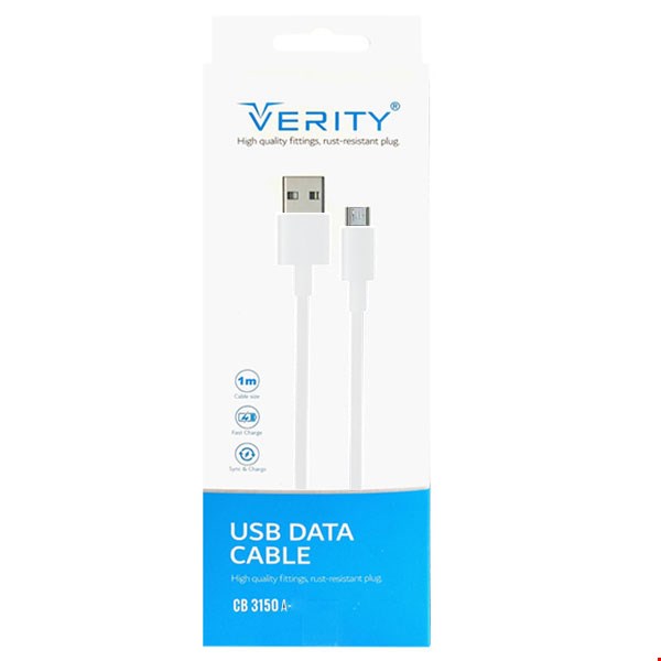 کابل شارژر MICRO USB اندروید وریتی VERITY مدل CB 3150 A متراژ 1 متر